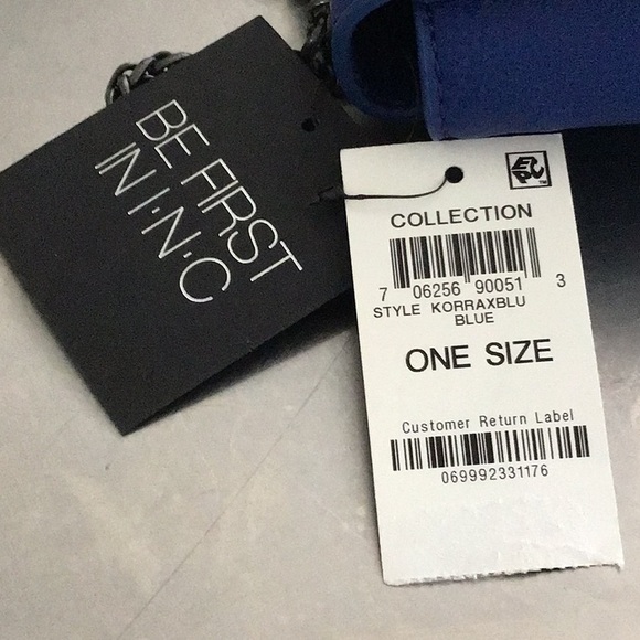 INC Blue& Black leather cross body. Smoky black rolled chain & details.NWT - Picture 3 of 11